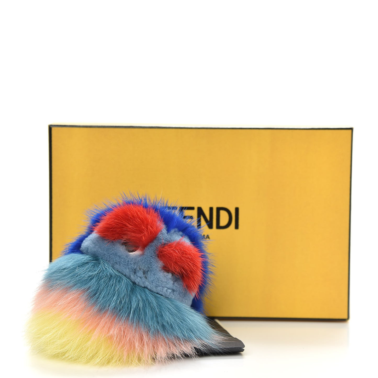 Mink Fox Fur Kid Monster Bag Bug Charm Blue Multicolor