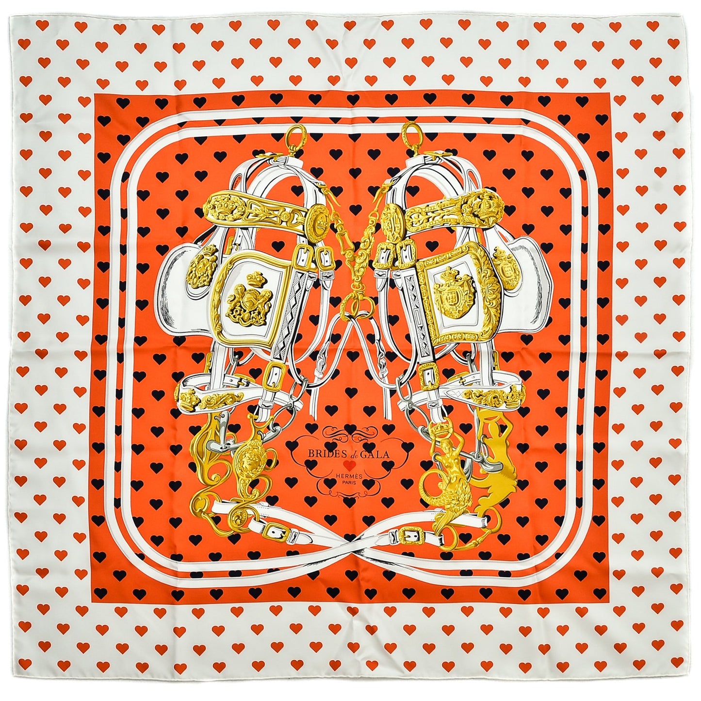 Silk Brides De Gala Love Scarf 90 Orange Marine White