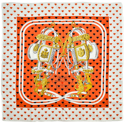 Hermes Silk Brides De Gala Love Scarf 90 Orange Marine White 1 of 7