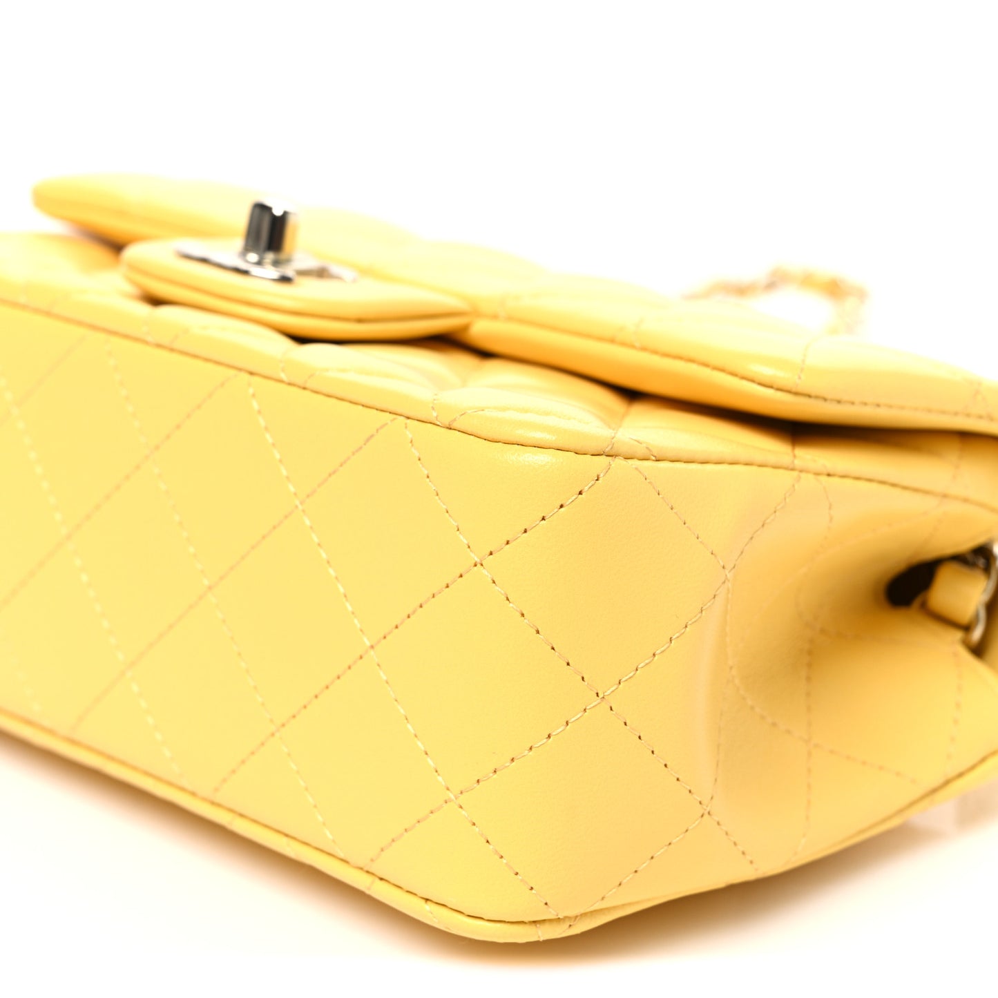 Lambskin Quilted Mini Rectangular Flap Yellow