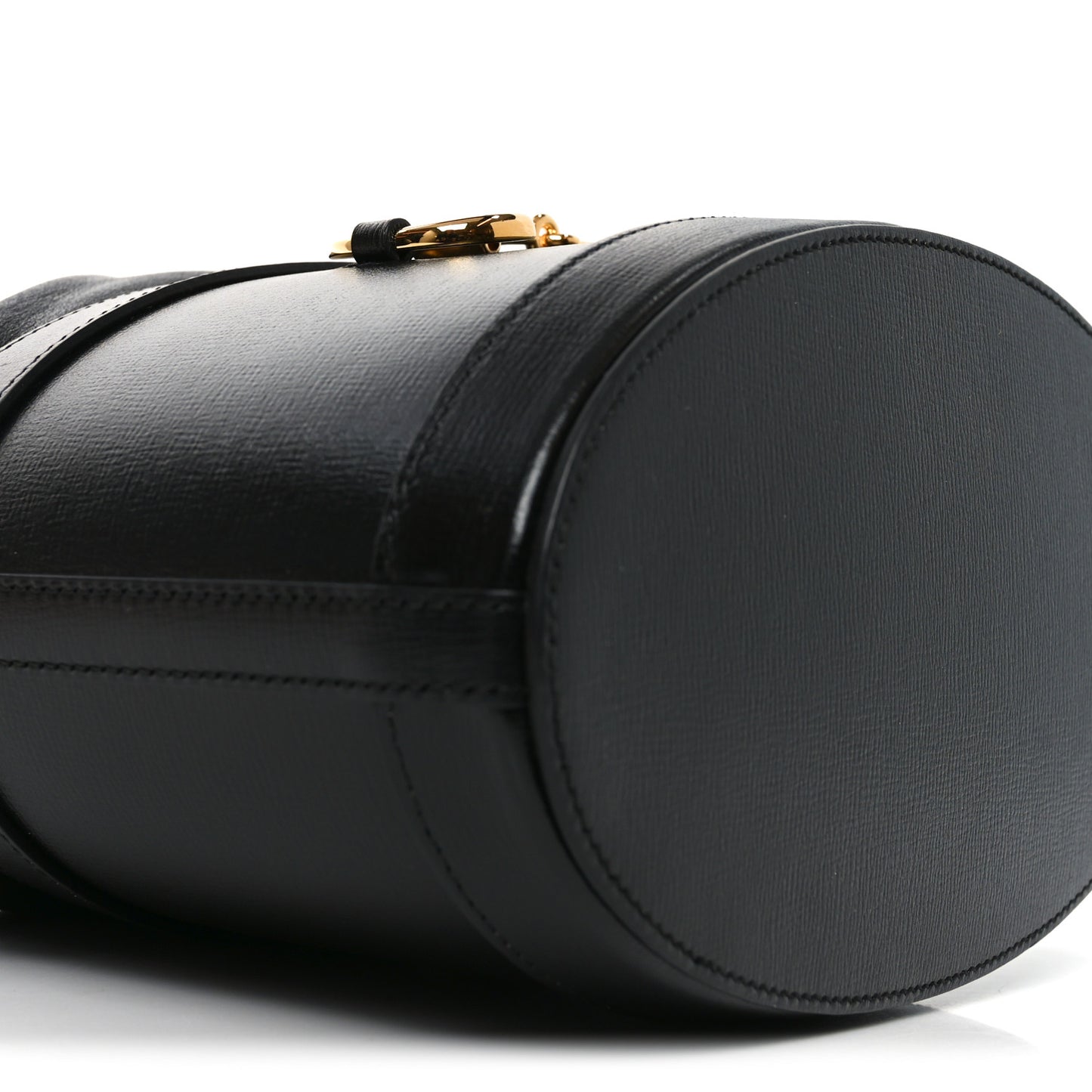 Azalea Sakai Calfskin Horsebit 1955 Drawstring Bucket Bag Black