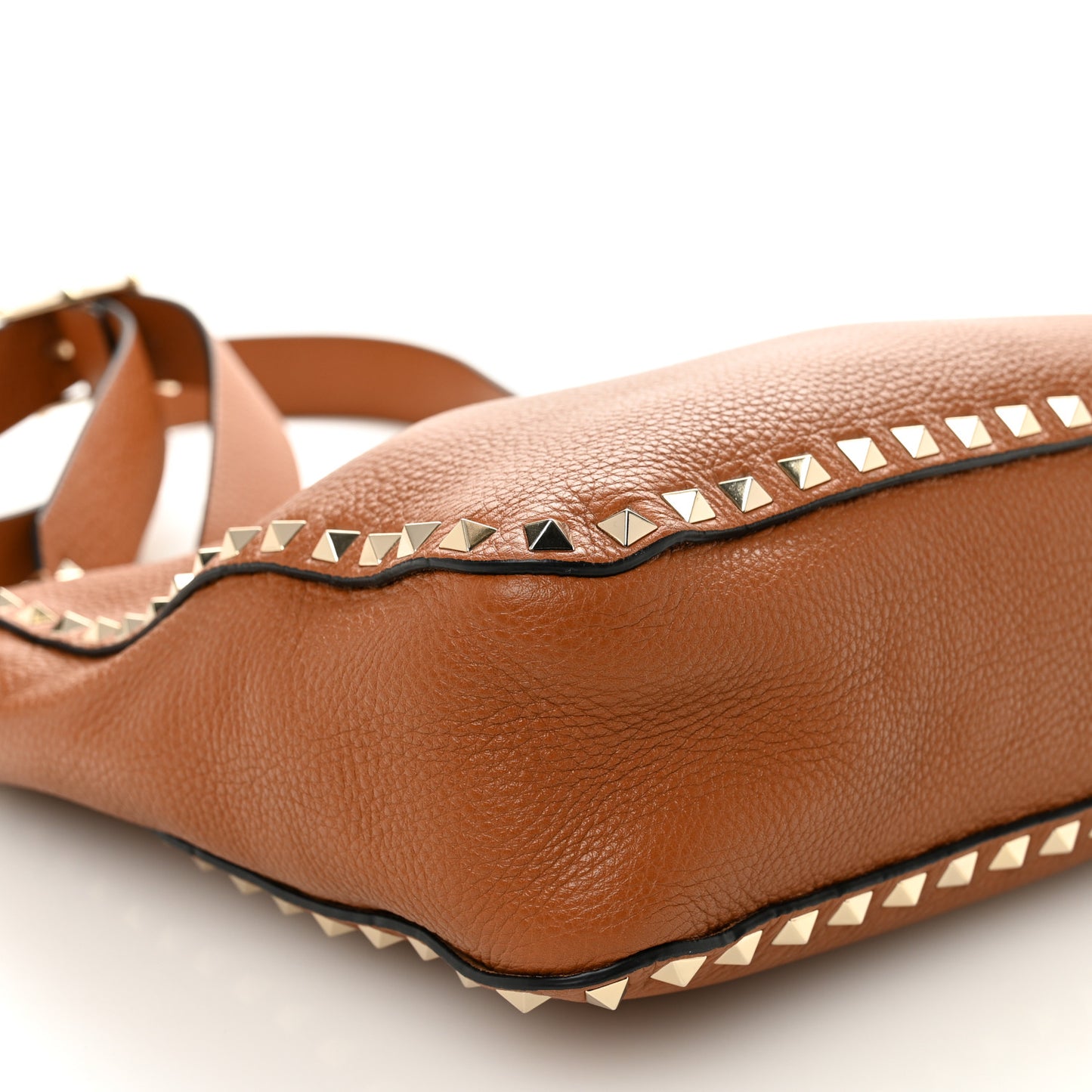 Pebbled Calfskin Small Rockstud Flip-Lock Messenger Bag Light Cuir