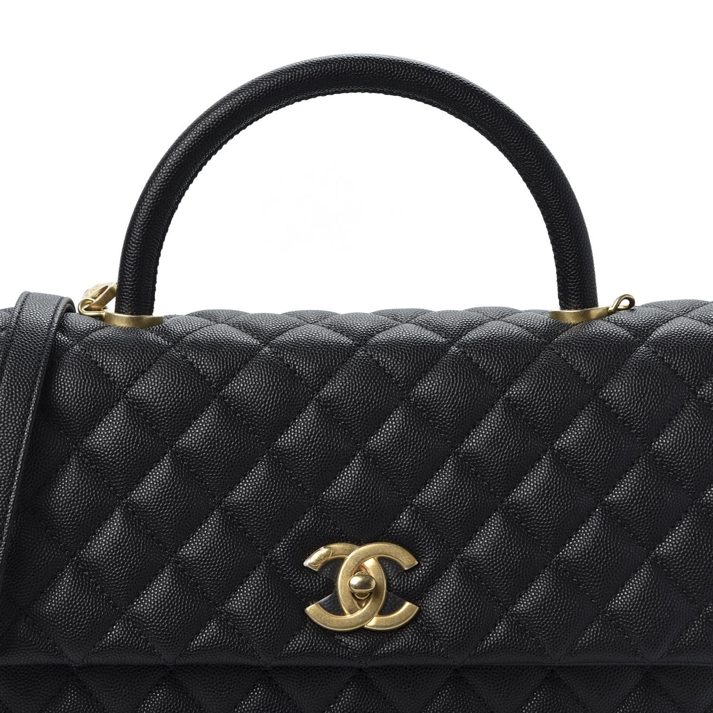 Caviar Quilted Medium Coco Handle Flap Black