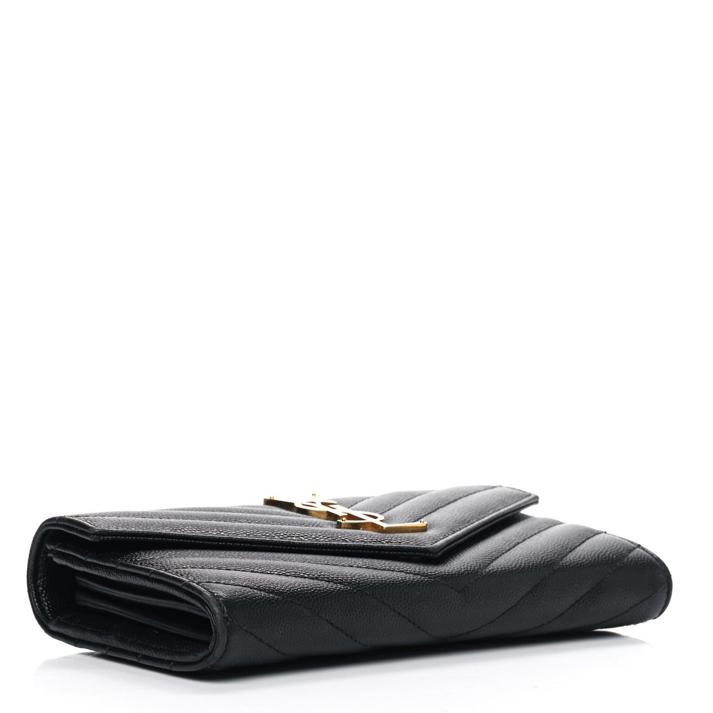 Grain De Poudre Matelasse Chevron Monogram Flap Wallet Black