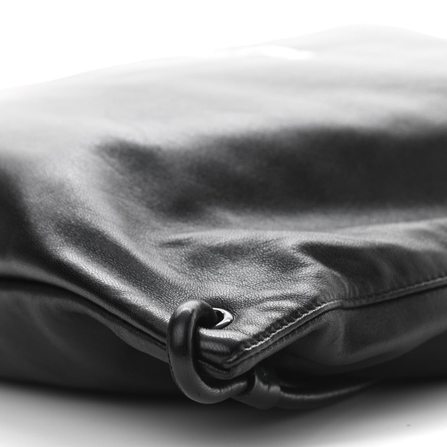 Lambskin Teddy Drawstring Bag Black