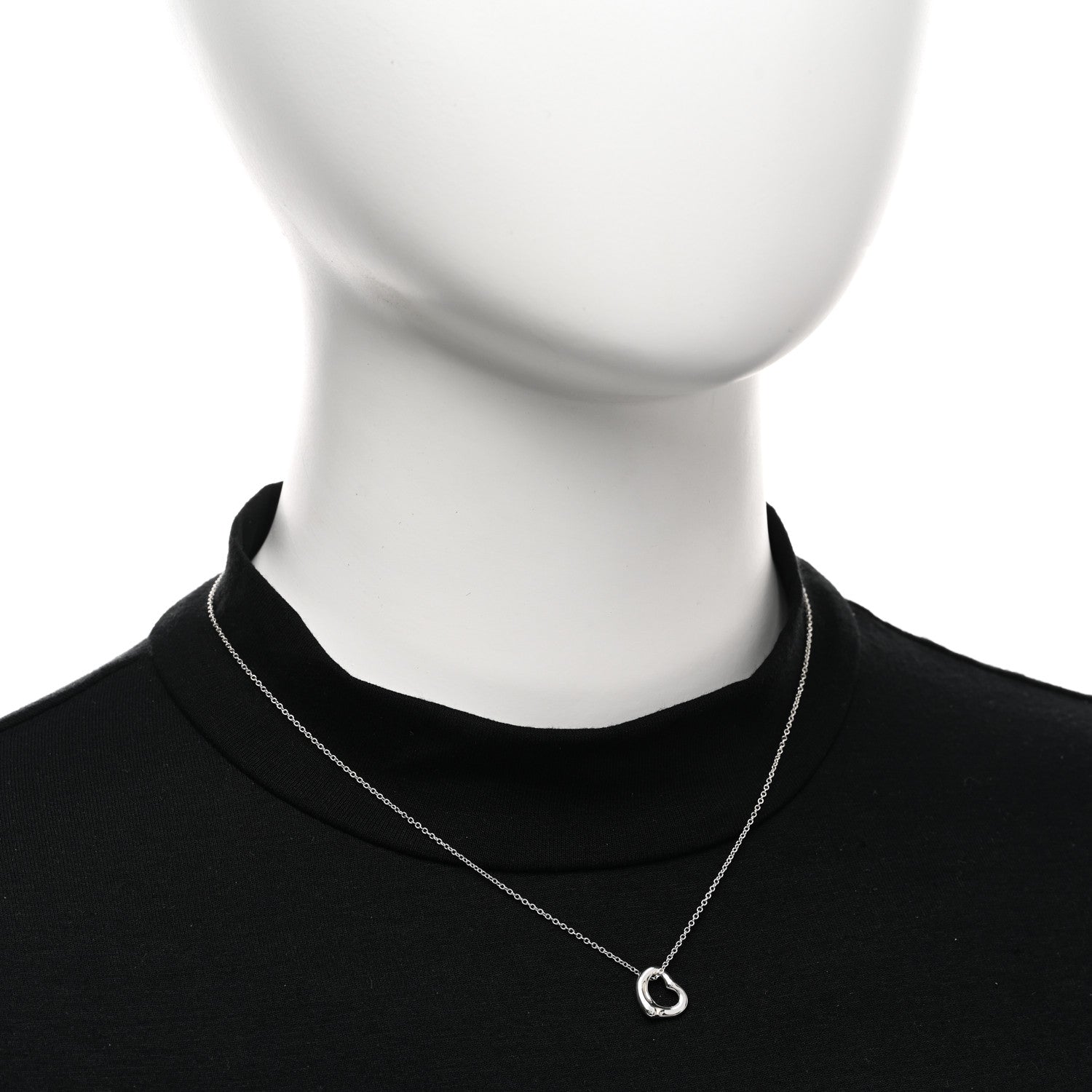 Tiffany Sterling Silver 11mm Elsa Peretti Open Heart Pendant Necklace 2 of 5