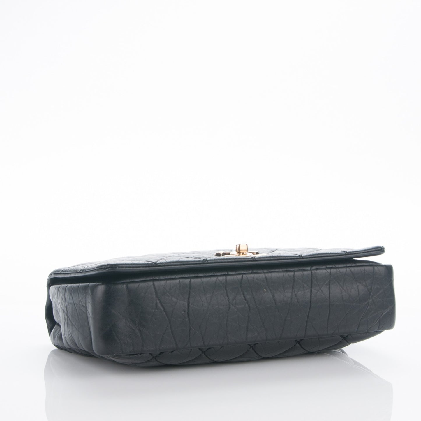 Aged Calfskin Quilted Medium Pondichery Flap Black