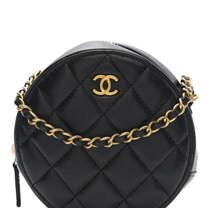 Chanel Lambskin Quilted Round Pearl Crush Clutch With Chain Black 8 of 10