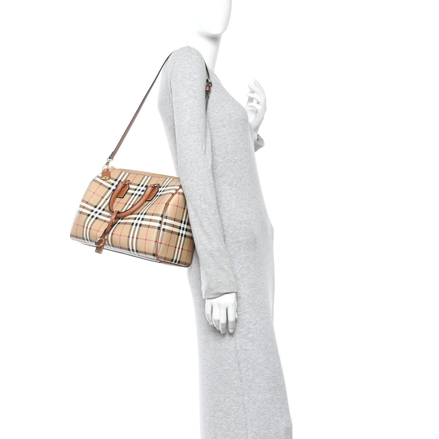 Burberry Horseferry Check Medium Bowling Bag Tan 3 of 19