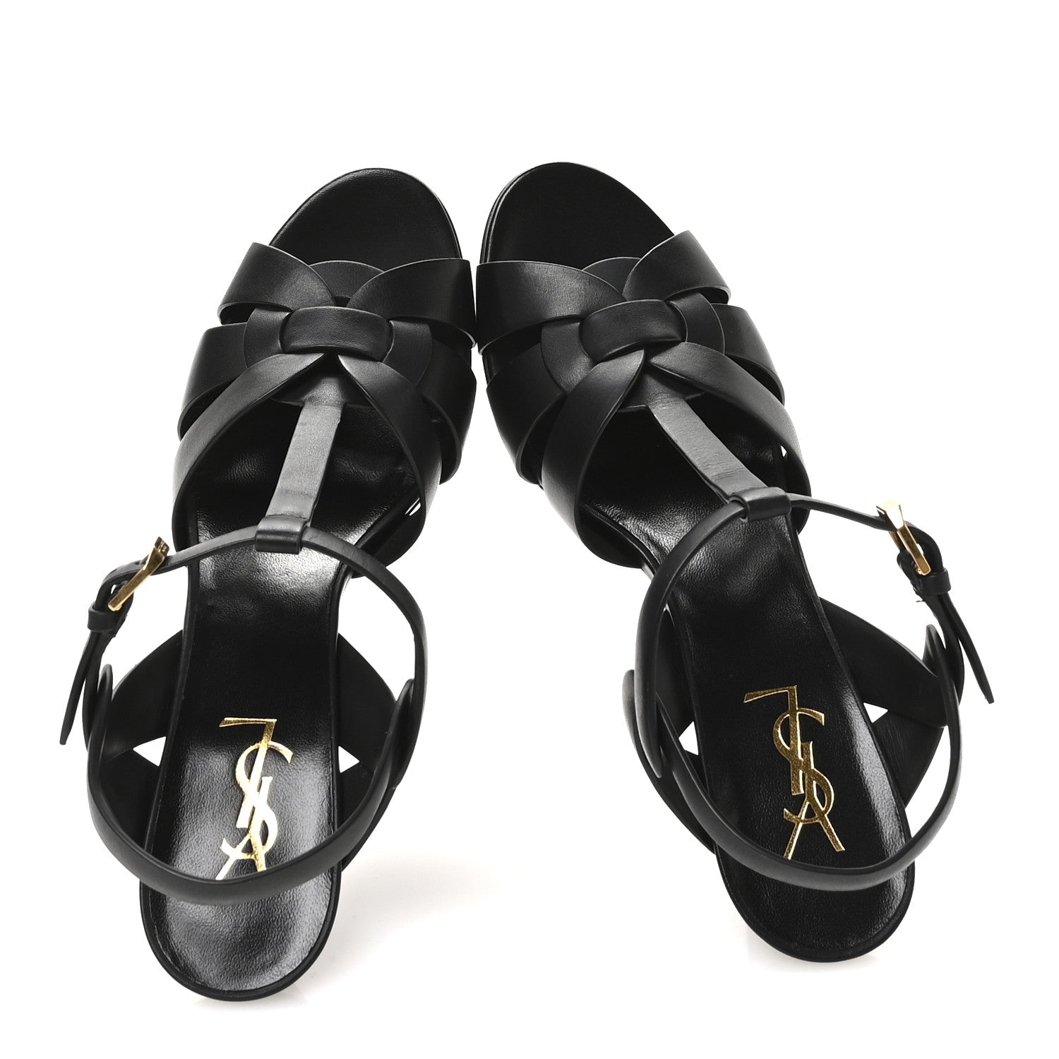 Saint Laurent Calfskin Tribute 75 Platform Sandals 39 Black 2 of 9