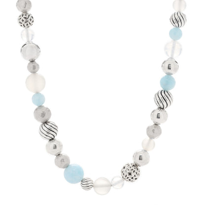 David Yurman Sterling Silver Aquamarine Chalcedony Quartz Elements Long Toggle Necklace 1 of 3