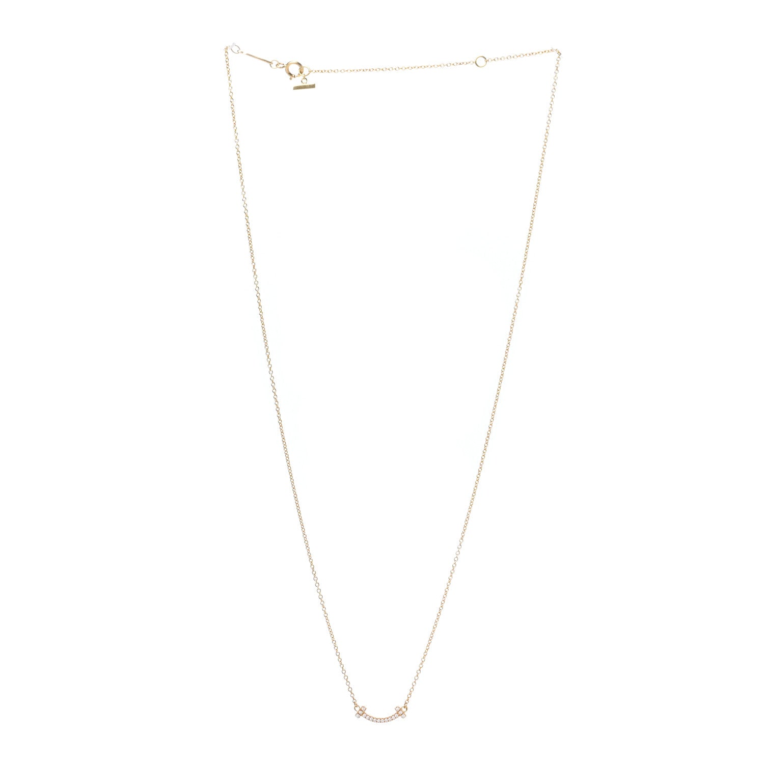 Tiffany 18K Yellow Gold Diamond Mini T Smile Pendant Necklace 3 of 6