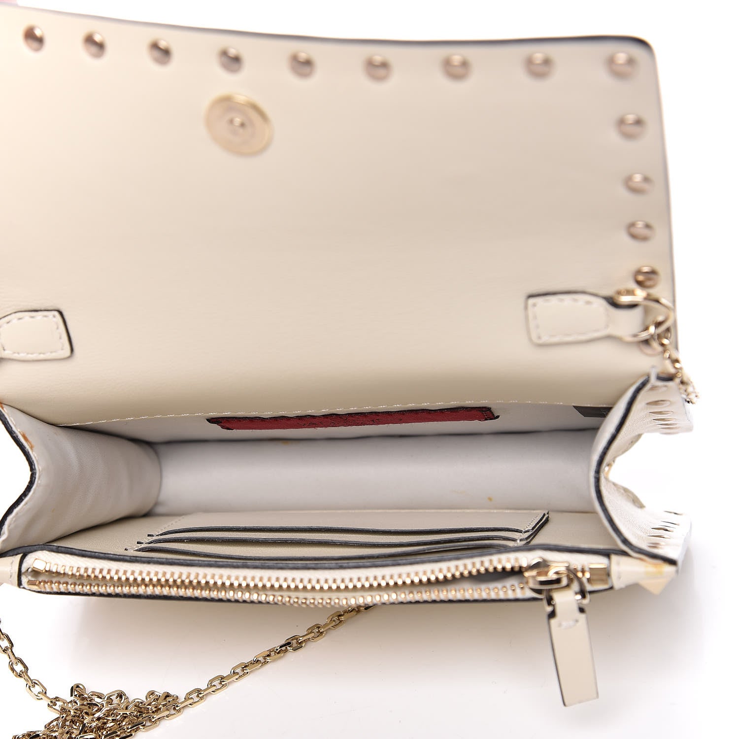 Valentino Garavani Vitello Mini Rockstud Flap Wallet on Chain Ivory 5 of 11