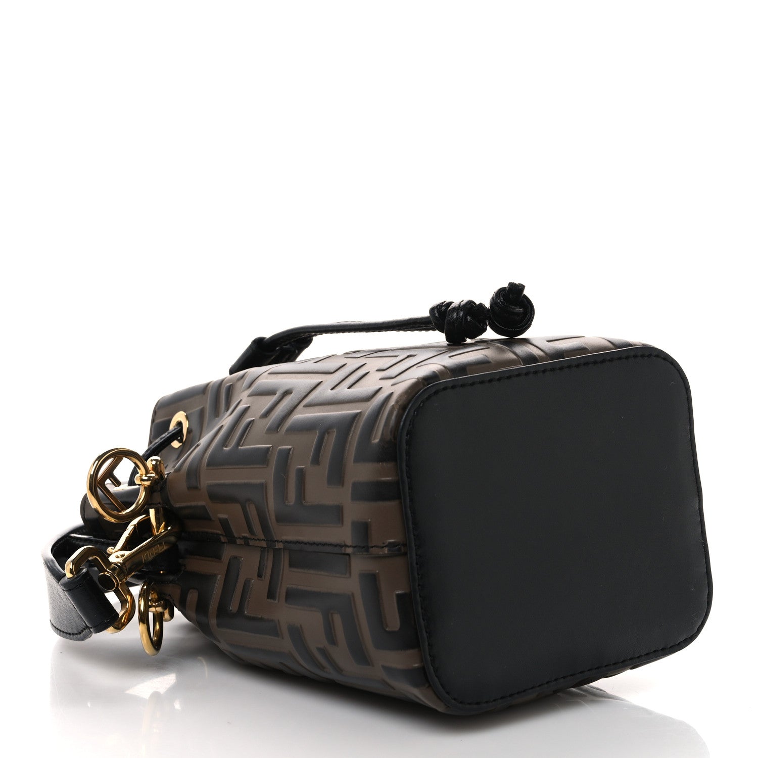 Fendi Vitello Liberty F is Fendi Bi-Color FF 1974 Embossed Mini Mon Tresor Bucket Bag Maya Black 4 of 12