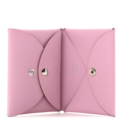 Hermes Epsom Calvi Duo Card Case Mauve Sylvestre 5 of 8