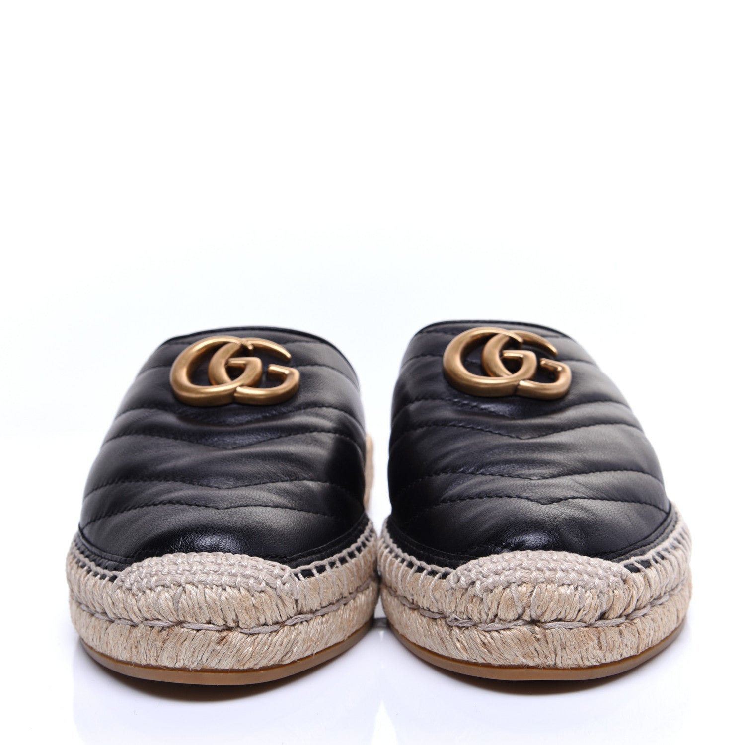 Gucci Nappa Matelasse GG Marmont Espadrille Slippers 37.5 Black 2 of 13