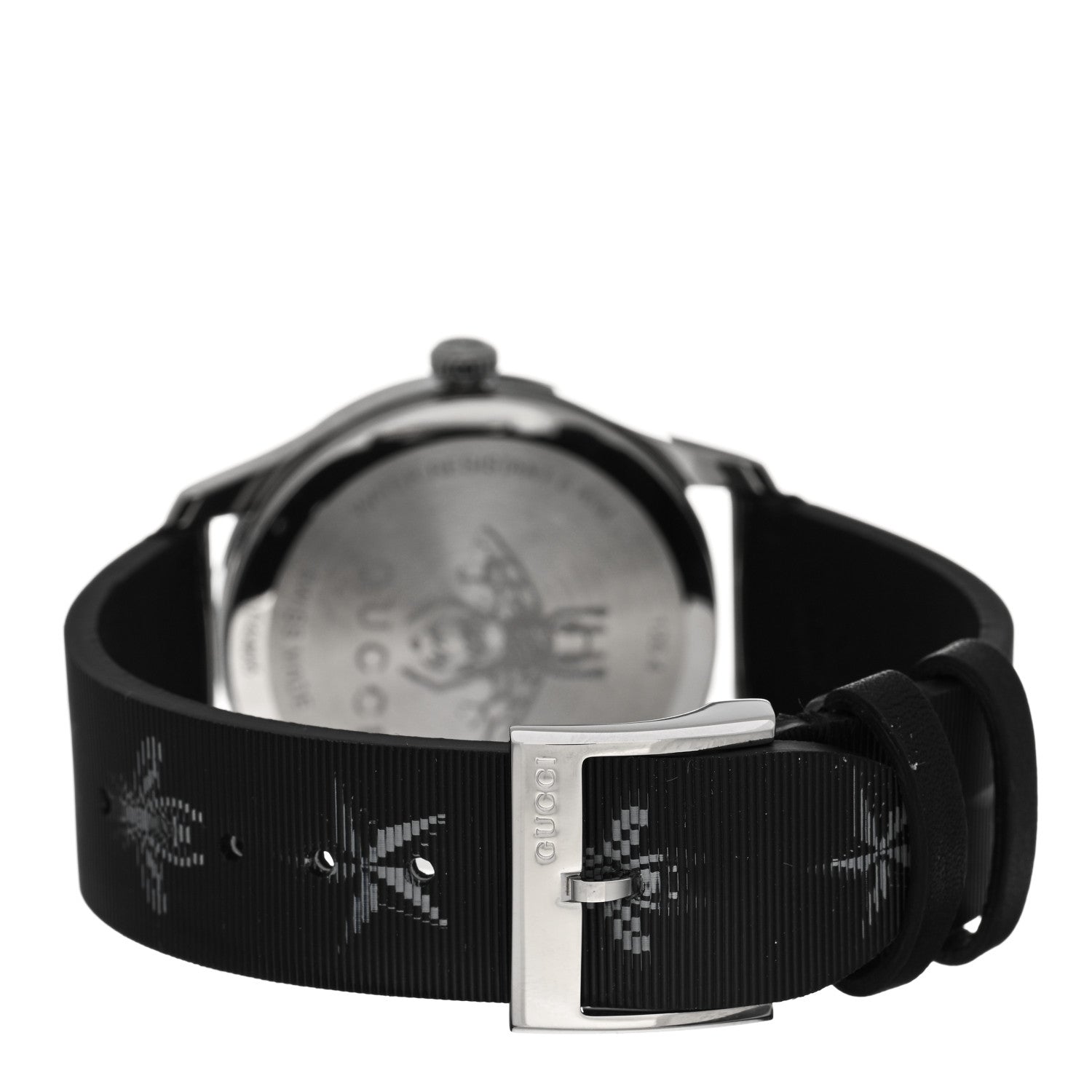 Gucci Stainless Steel Calfskin 38mm G-Timeless Bee Star Hologram Quartz Watch Black 3 of 4