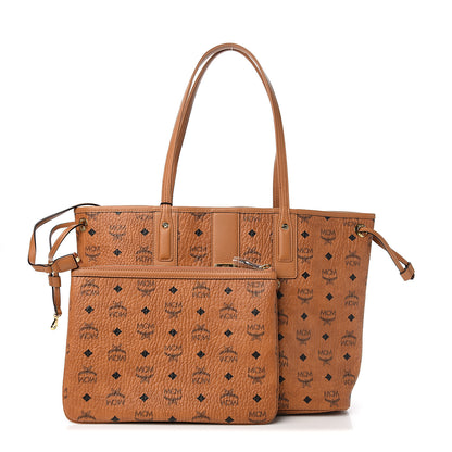 MCM Visetos Medium Liz Reversible Shopper Tote Cognac 1 of 11