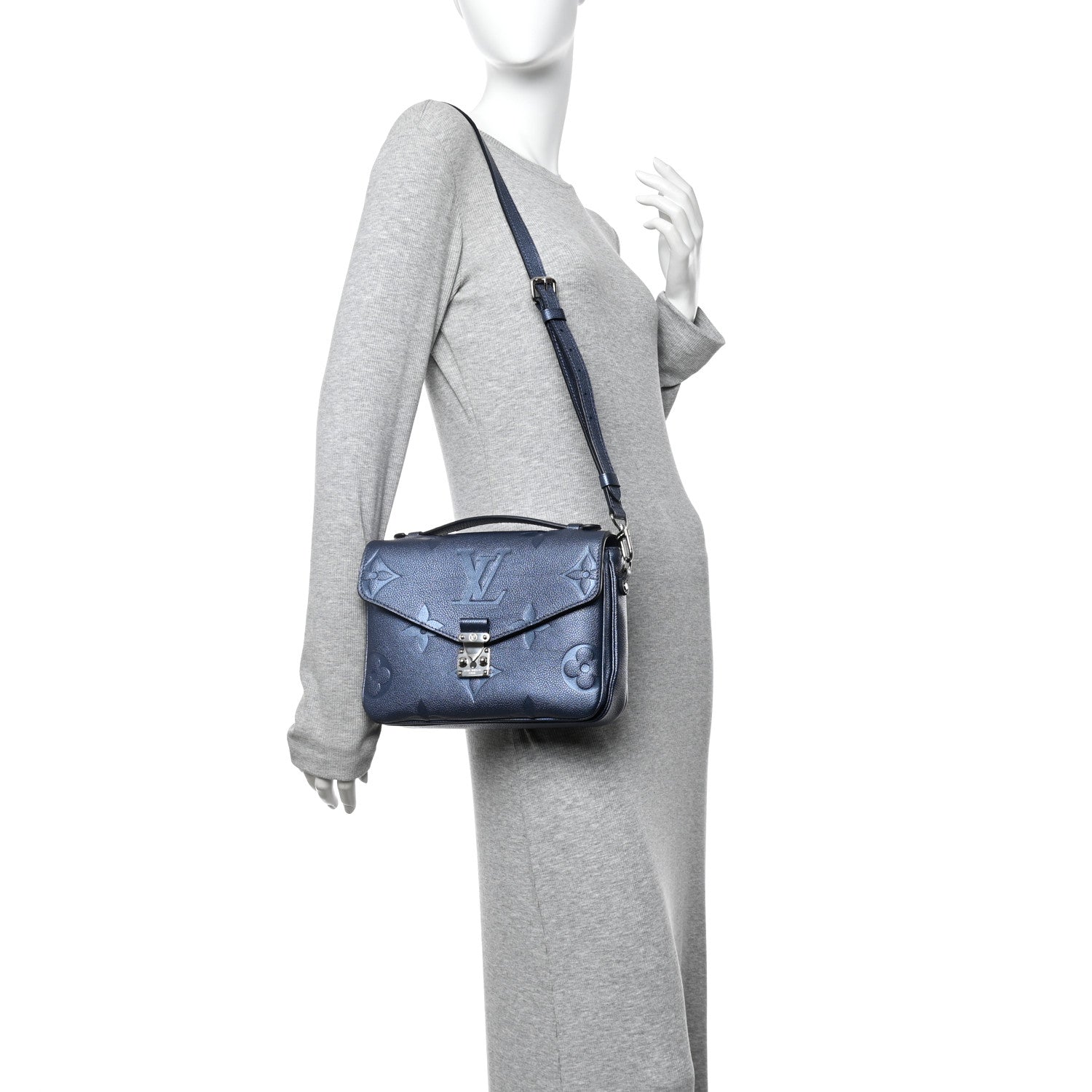 Louis Vuitton Metallic Empreinte Monogram Giant Pochette Metis Navy Nacre 3 of 17