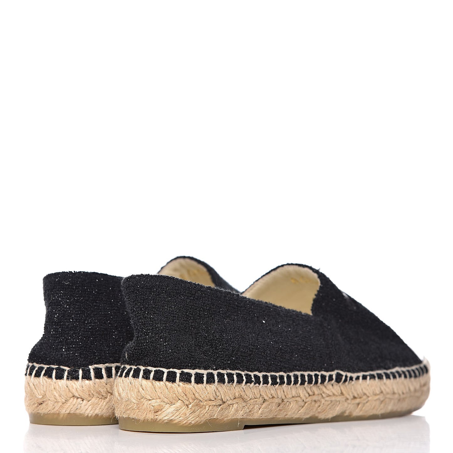 Fabric Patent Calfskin CC Espadrilles 39 Black