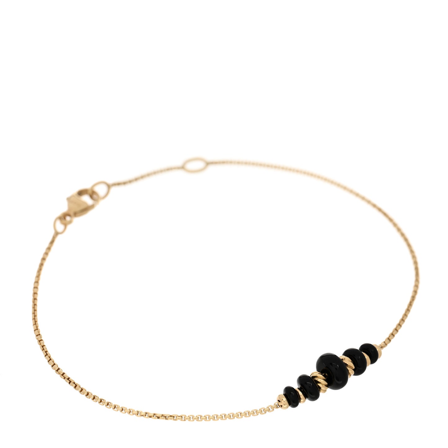 18K Yellow Gold Black Onyx Rio Rondelle Short Station Bracelet
