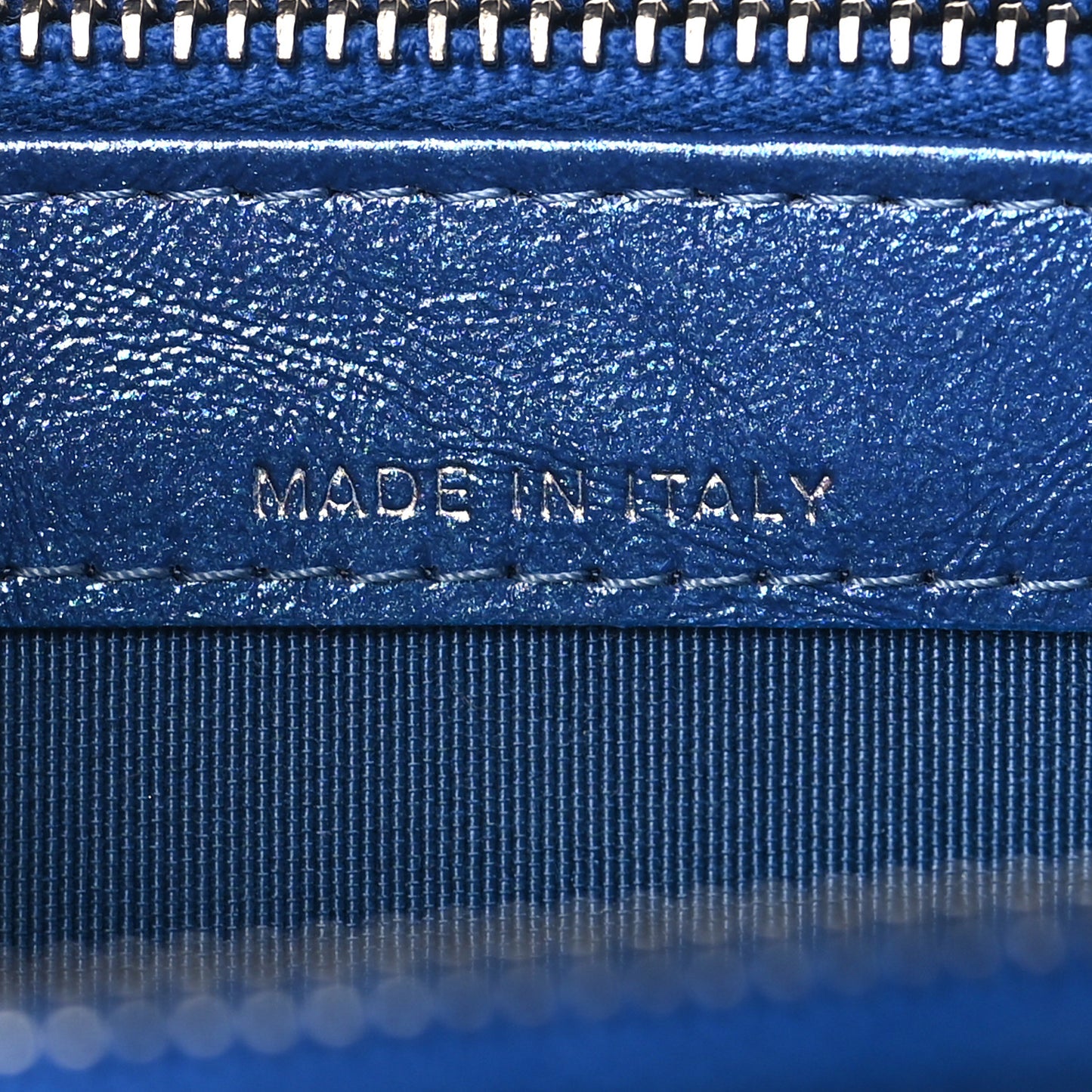 Iridescent Aged Calfskin Chevron Quilted Small Gabrielle Clutch With Chain Blue