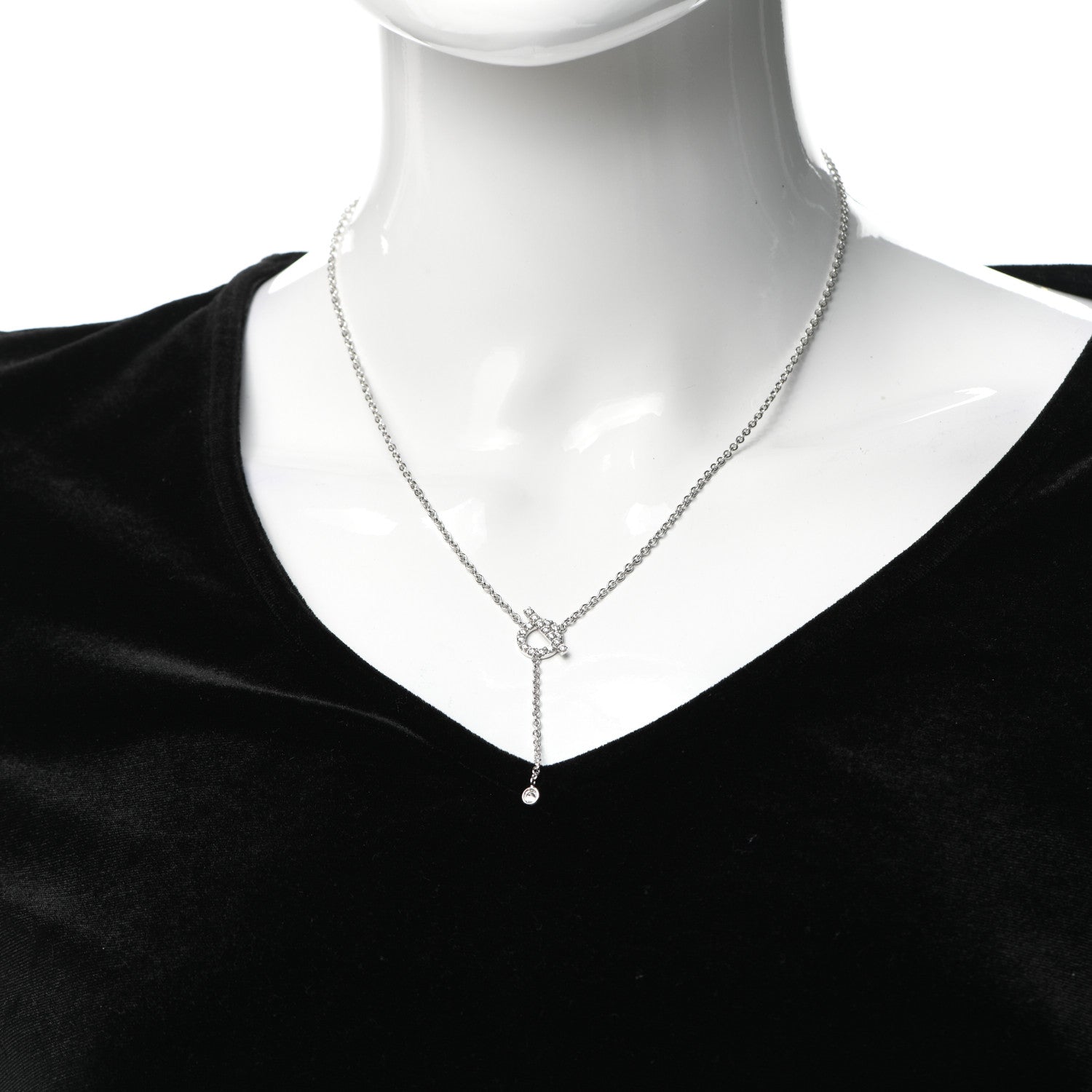 Hermes 18K White Gold Diamond Finesse Lariat Necklace 2 of 6