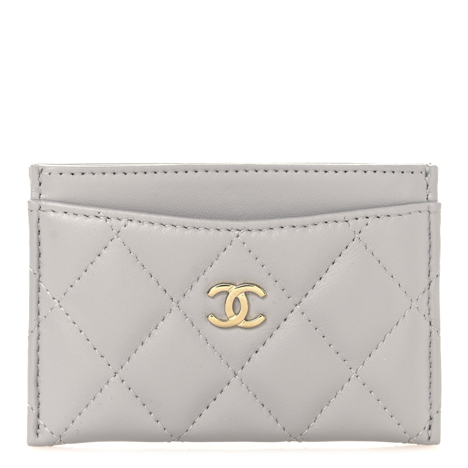 Chanel Lambskin Quilted Card Holder Grey 1 of 8