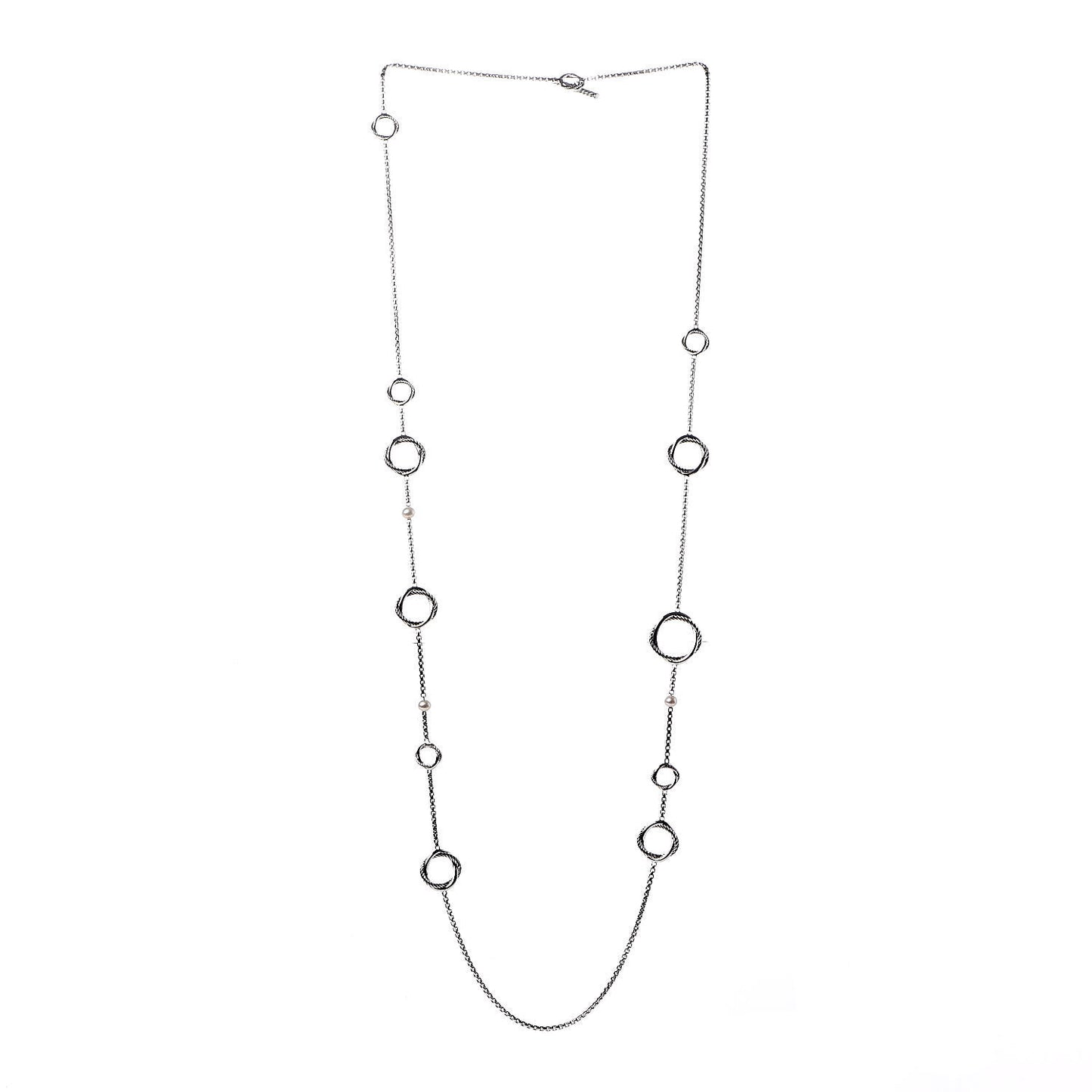 Sterling Silver Pearl Infinity Station Chain Necklace
