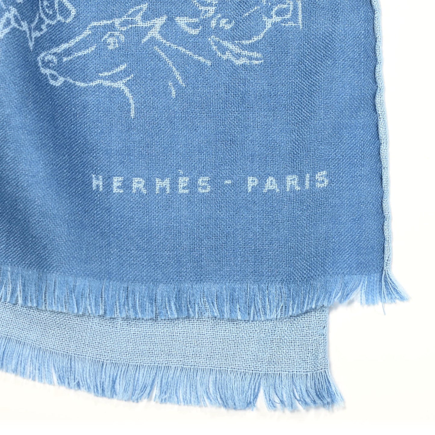 Cashmere Silk Reversible Horses Muffler Blue