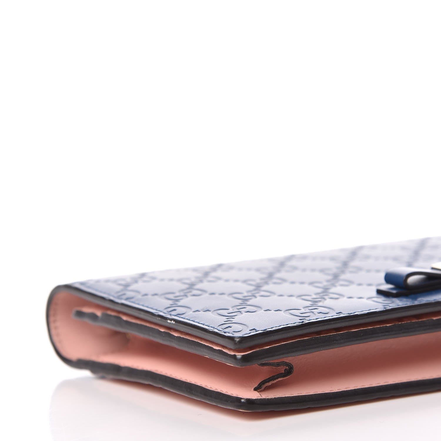 Gucci Guccissima Signature Bi-Color Bowy Chain Wallet Blue Dark Cipria 10 of 16