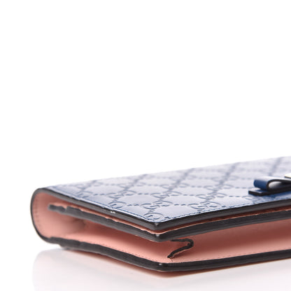 Gucci Guccissima Signature Bi-Color Bowy Chain Wallet Blue Dark Cipria 10 of 16