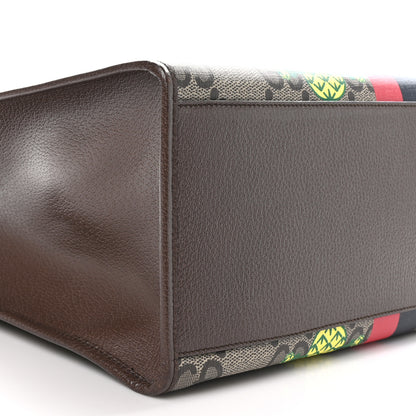 Gucci Maxi GG Supreme Monogram Pineapple Textured Dollar Calfskin Medium Retro Interlocking G Tote Bag Beige Ebony Green Pink New Acero 9 of 10