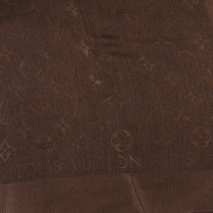 Louis Vuitton Silk Lurex Wool Monogram Shine Shawl Brown 2 of 3