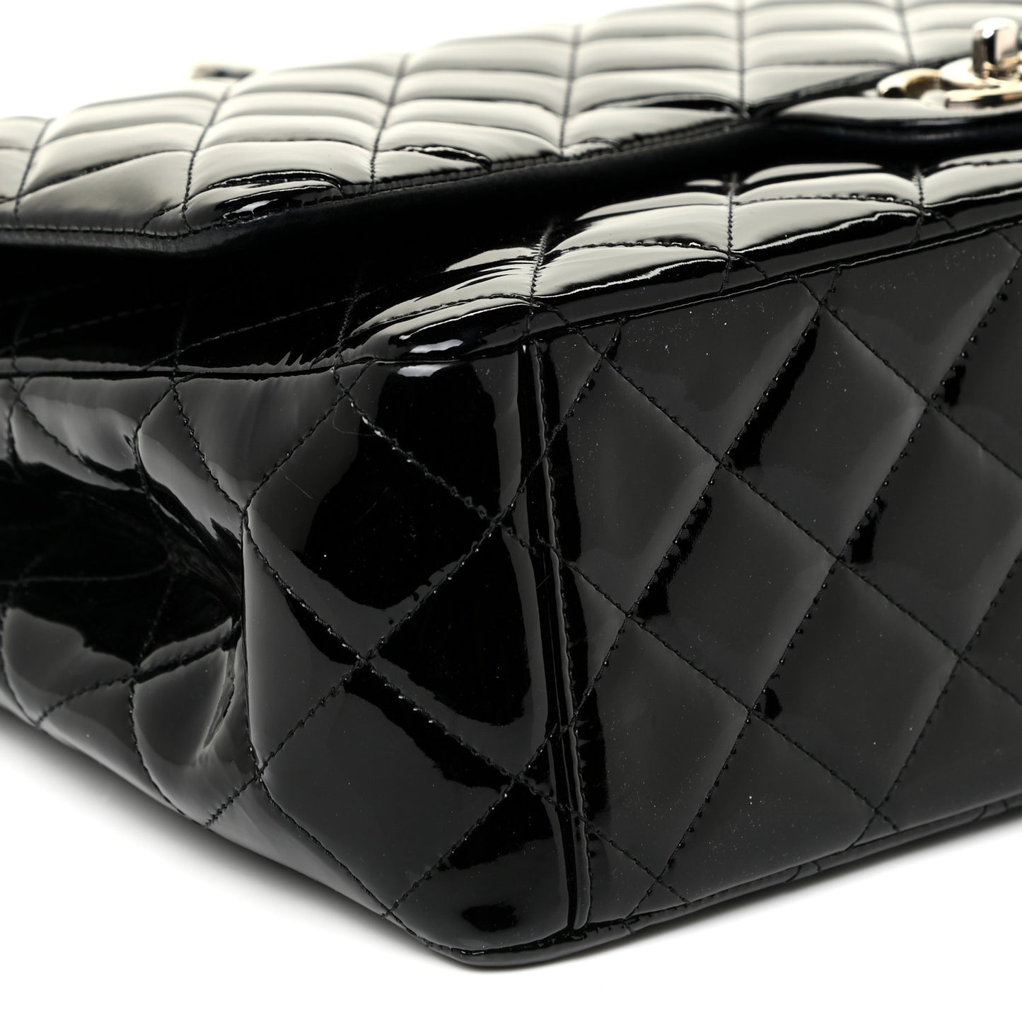 Patent Quilted Maxi Double Flap Black