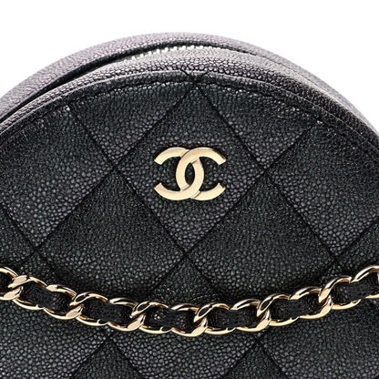 Chanel Iridescent Caviar Quilted Round Clutch With Chain Black 8 of 10