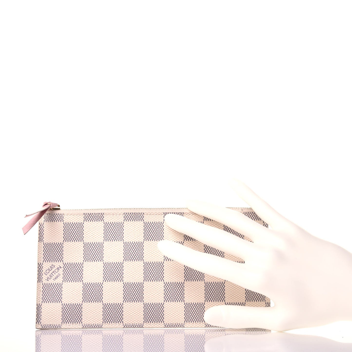 Damier Azur Felicie Chain Wallet Zippered Insert Rose Ballerine