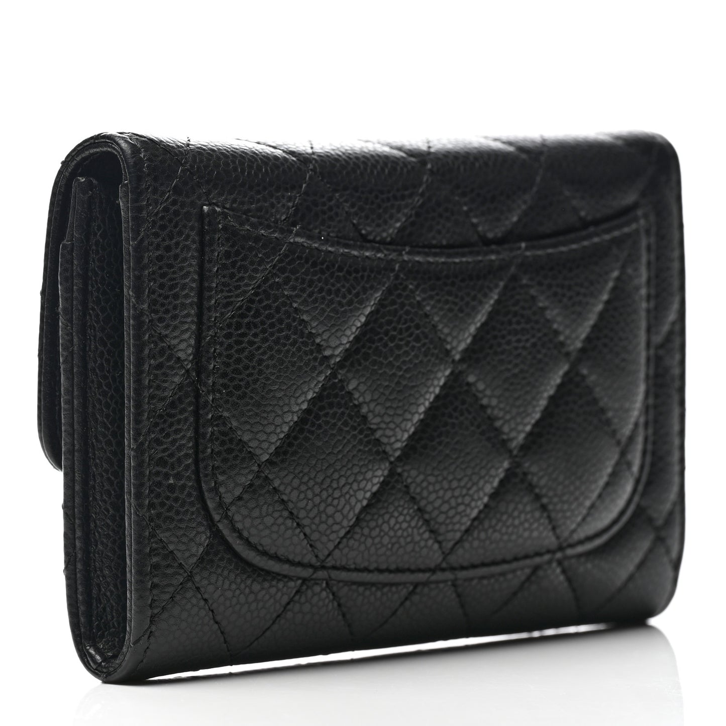 Caviar Quilted Small Flap Wallet Black