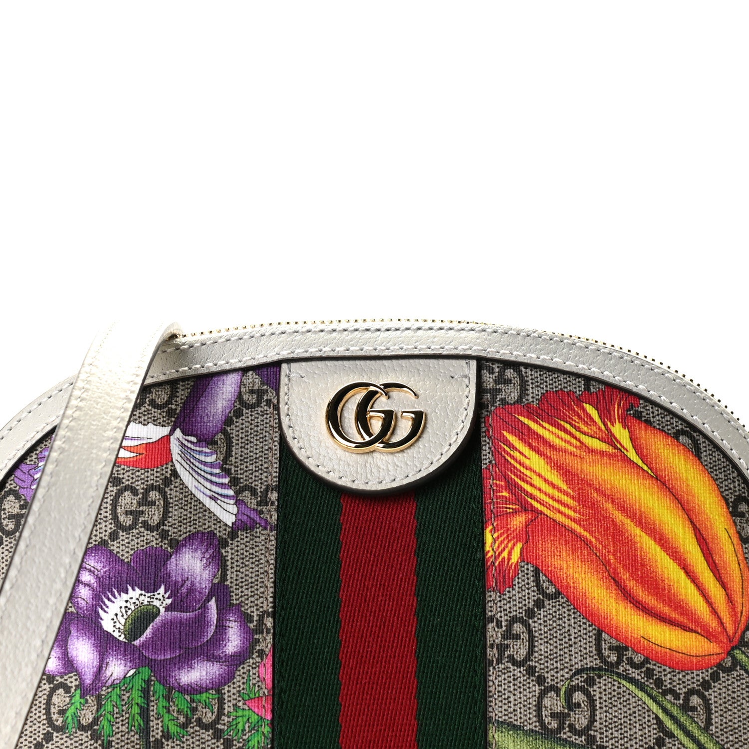 Gucci GG Supreme Monogram Flora Web GG Small Ophidia Dome Shoulder Bag White 7 of 10