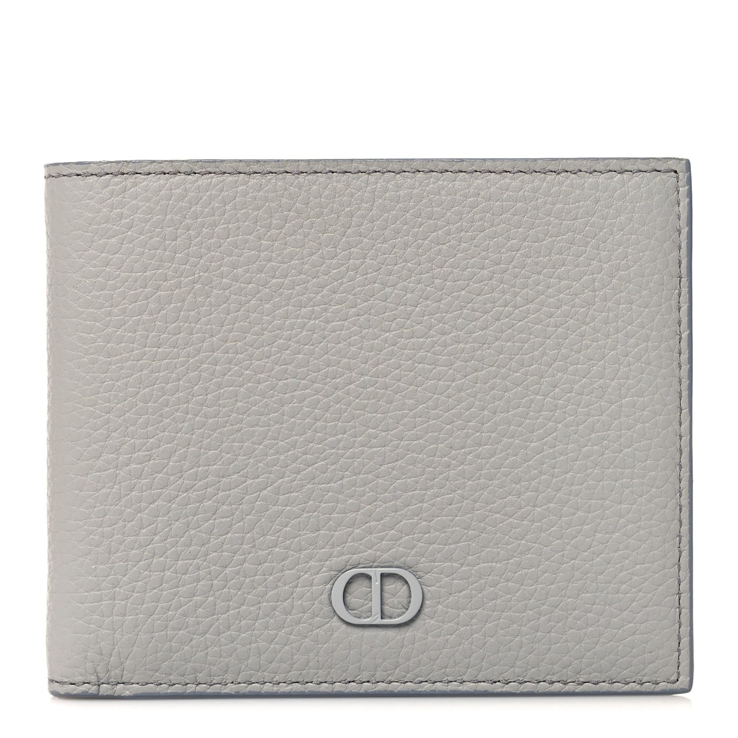 Grained Calfskin CD Icon Bifold Wallet Deep Grey