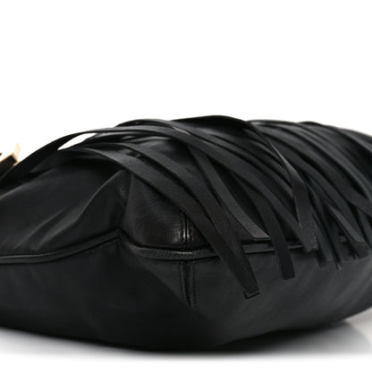 Versace Calfskin Palazzo Fringe Shoulder Bag Black 8 of 10