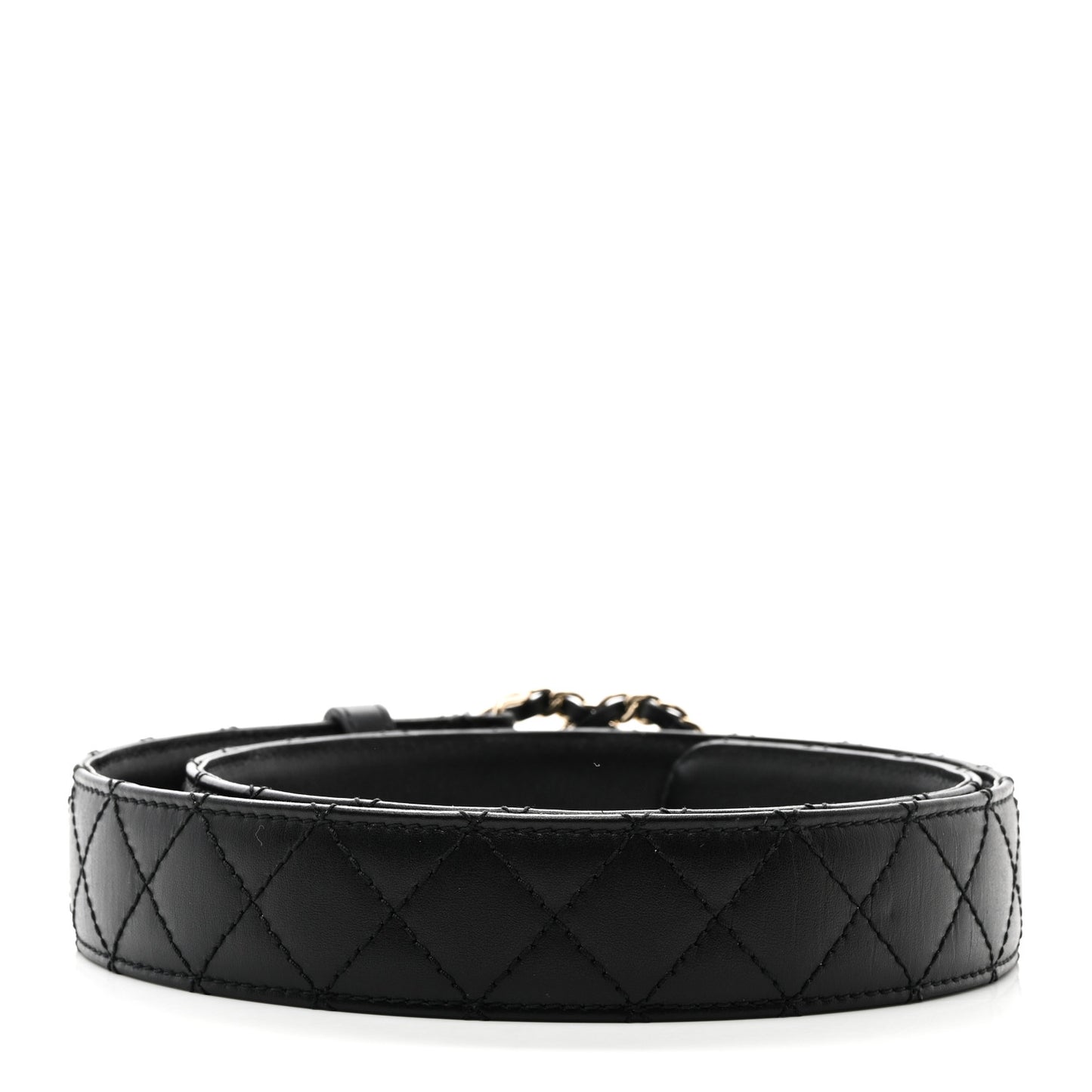 Calfskin Quilted CC Chain Belt 85 34 Black