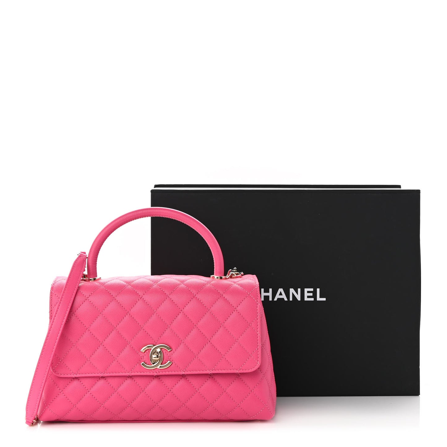 Caviar Quilted Small Coco Handle Flap Pink