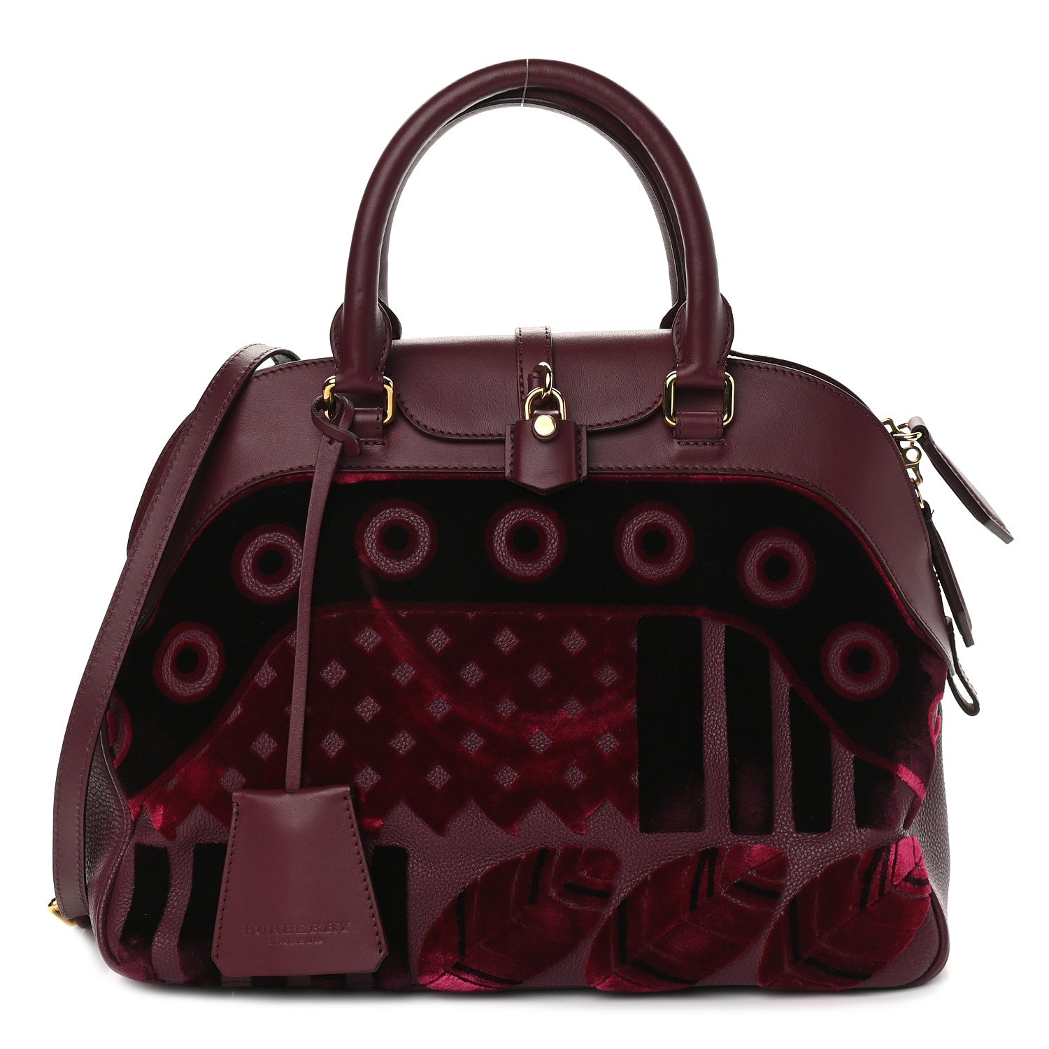 Burberry Calfskin Velvet Large Milverton Satchel Elderberry 1 of 11