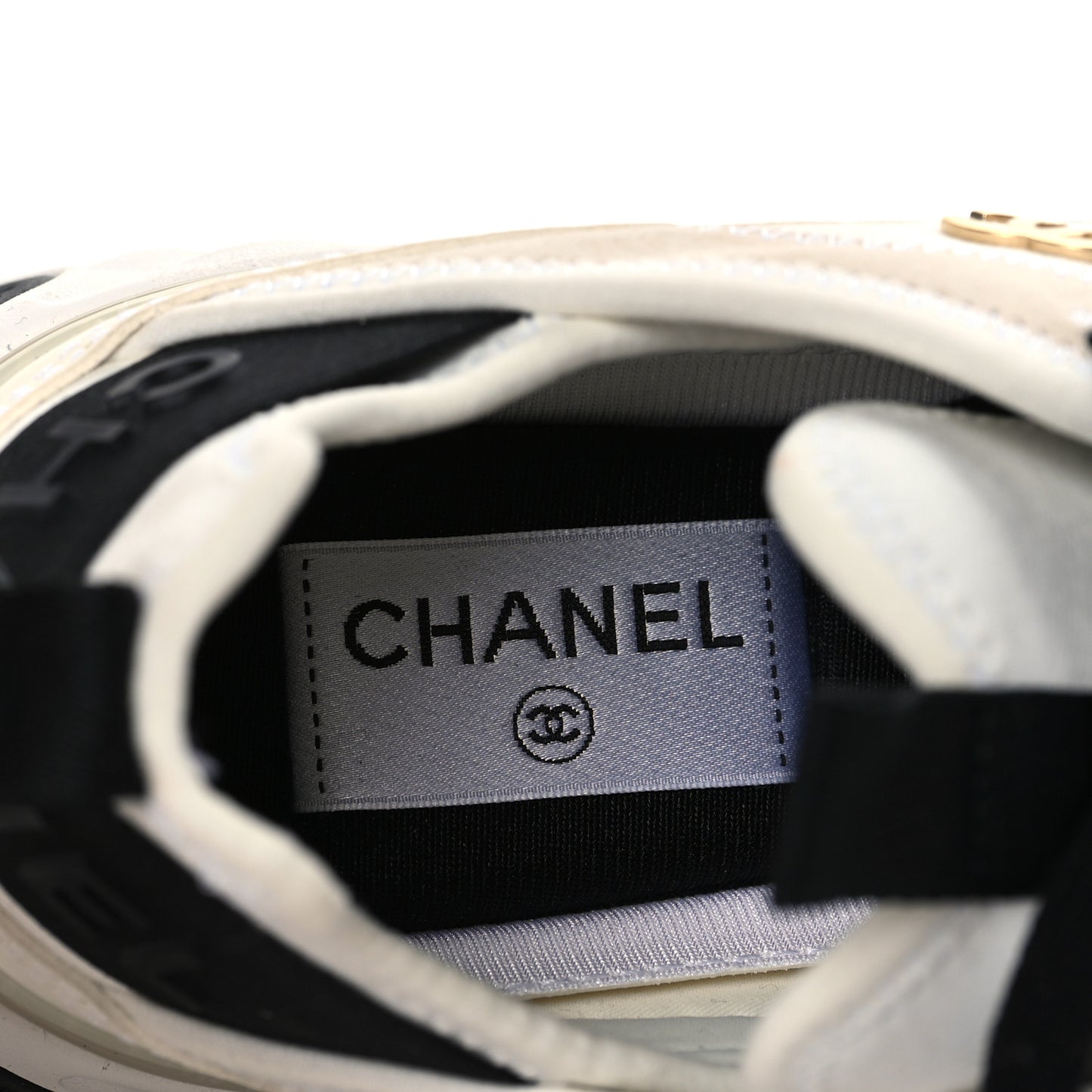 Velvet Calfskin Mixed Fibers CC Sneakers 37 Ivory Black
