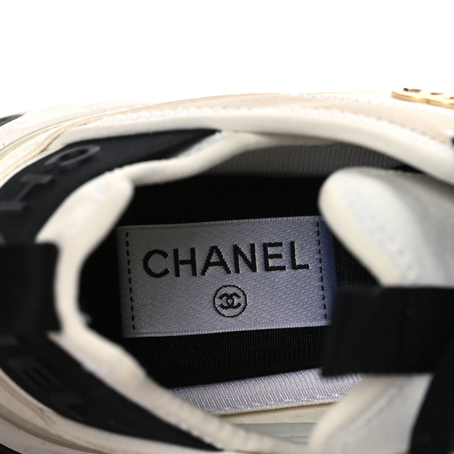 Chanel Velvet Calfskin Mixed Fibers CC Sneakers 37 Ivory Black 7 of 8