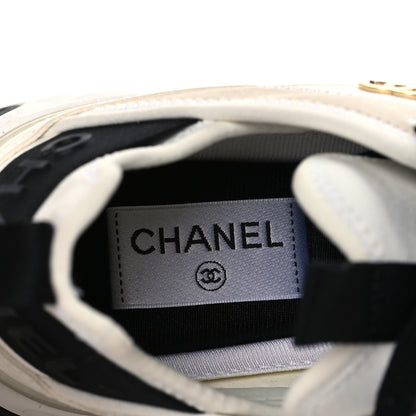 Chanel Velvet Calfskin Mixed Fibers CC Sneakers 37 Ivory Black 7 of 8