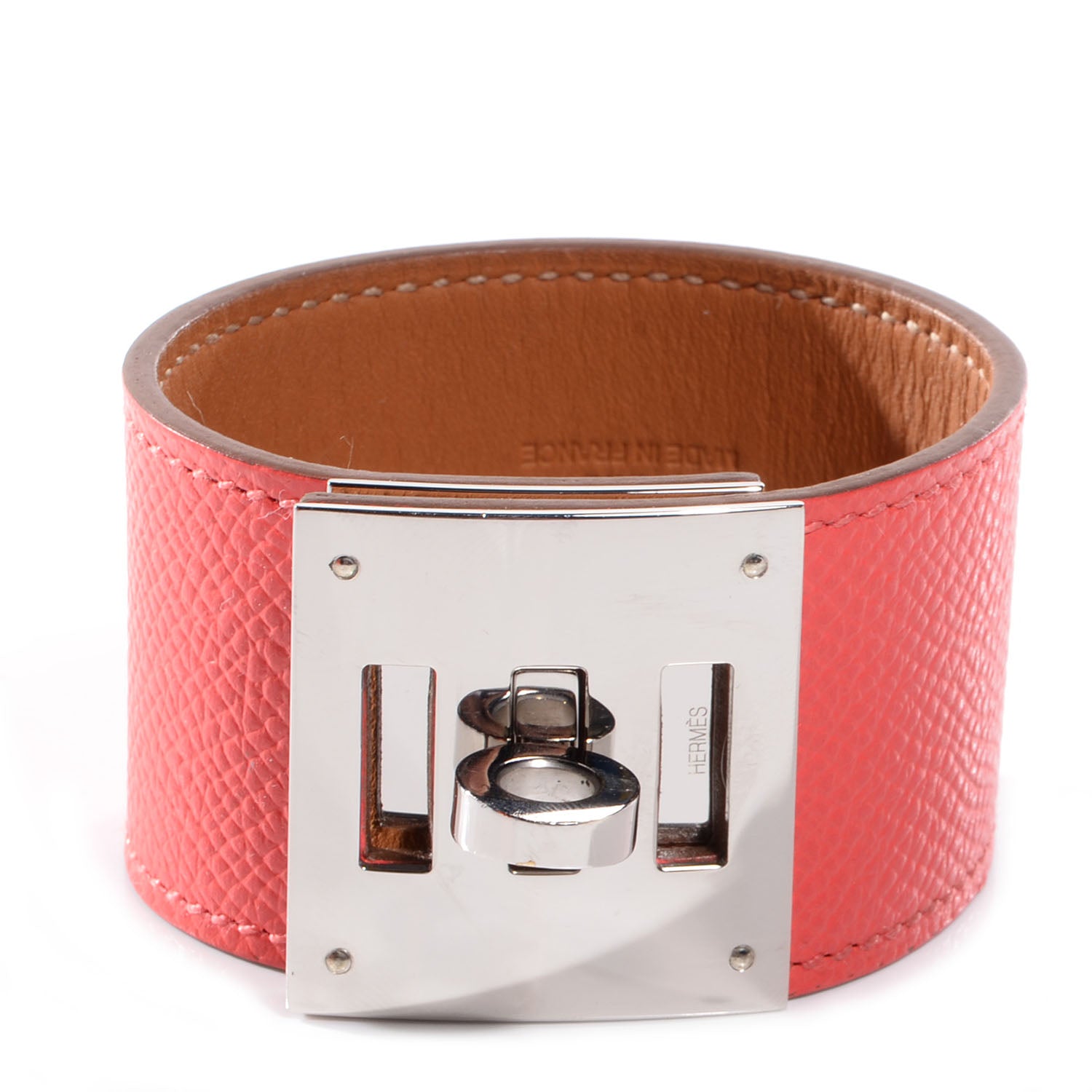 Hermes Epsom Kelly Dog Bracelet Rose Jaipur 1 of 7