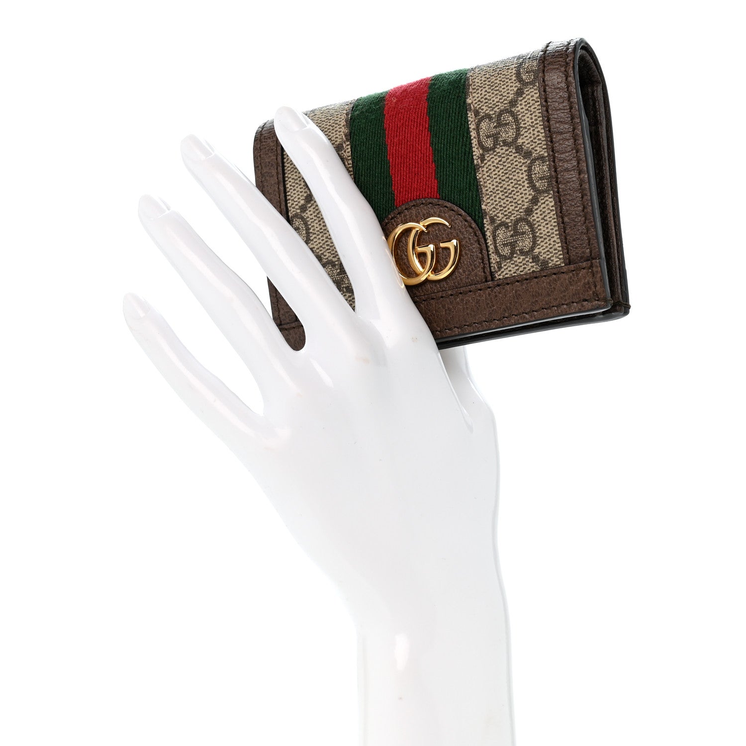 Gucci GG Supreme Monogram Web Ophidia Card Case Beige New Acero 2 of 9