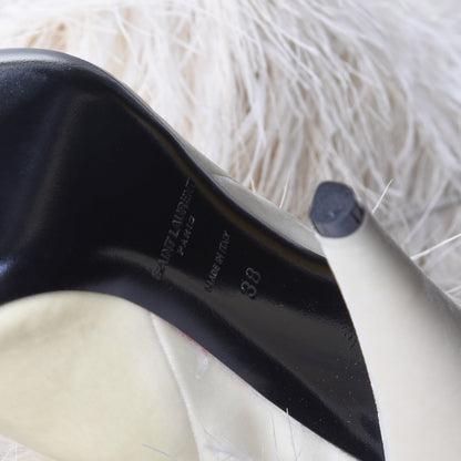 Saint Laurent Veluto Master Ostrich Yeti 110 Over The Knee Boots 38 Blanc Optique 7 of 9